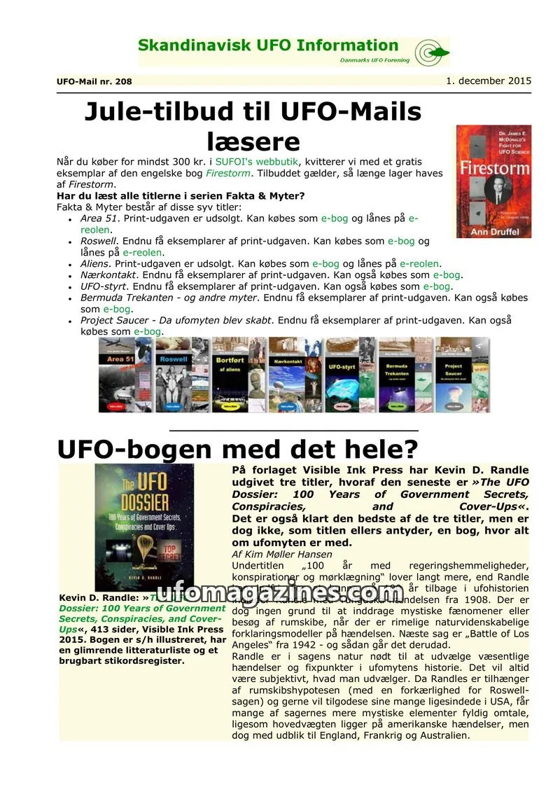 Cover of UFO Mail (SUFOI) issue nr. 208: Skandinavisk UFO Information