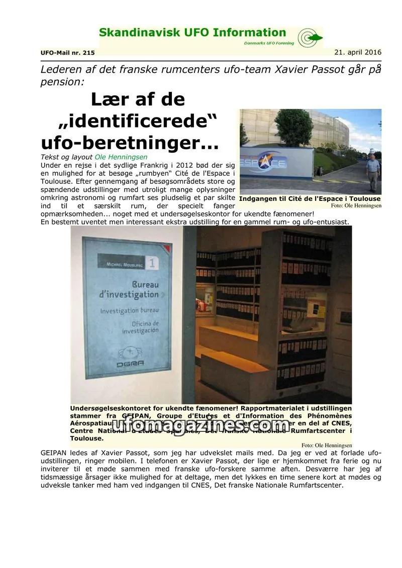 Cover of UFO Mail (SUFOI) issue nr. 215: Skandinavisk UFO Information