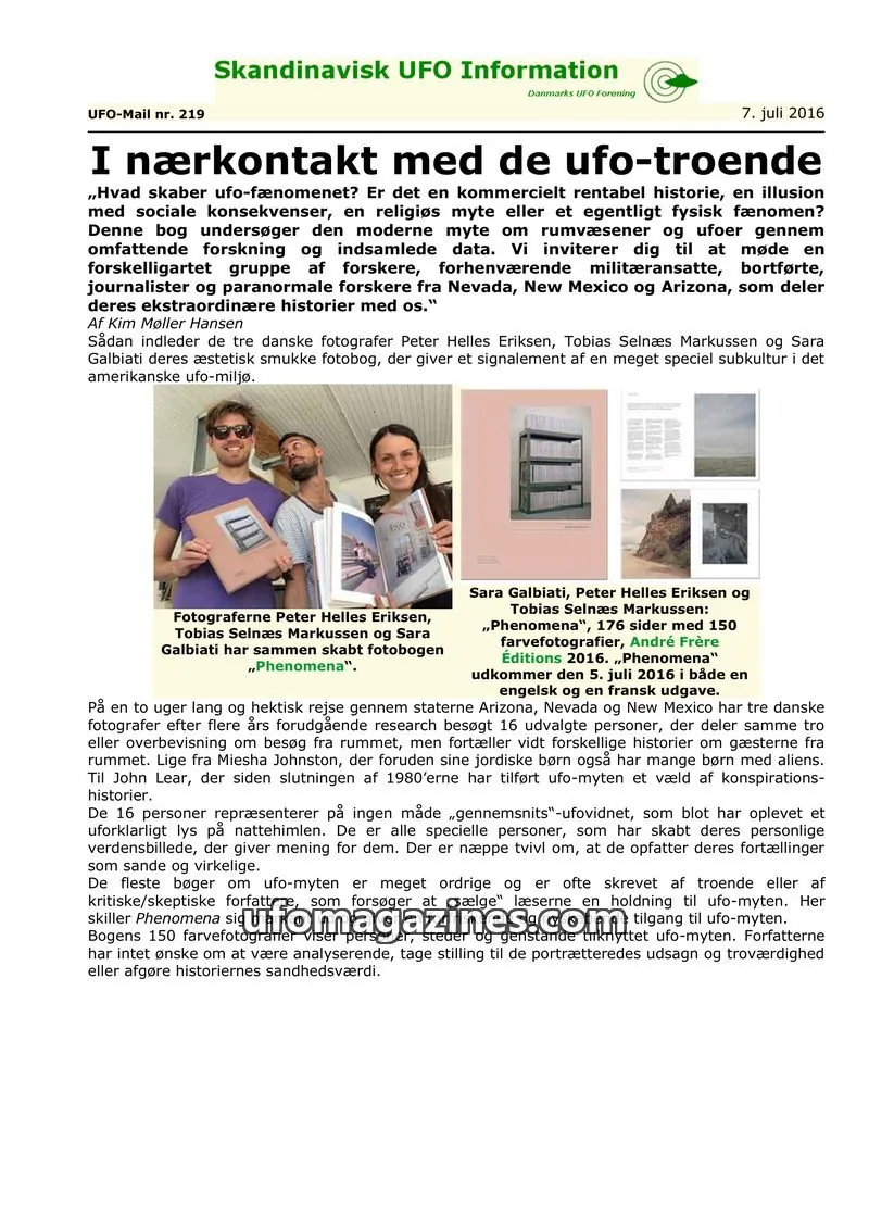 Cover of UFO Mail (SUFOI) issue nr. 219: Skandinavisk UFO Information