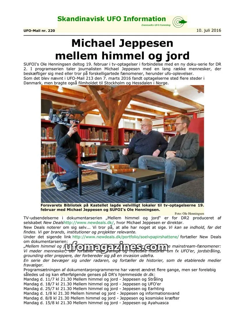 Cover of UFO Mail (SUFOI) issue 220: Skandinavisk UFO Information