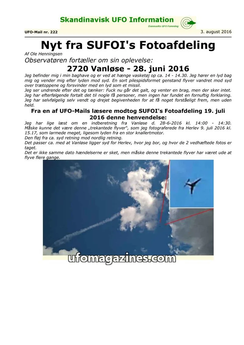 Cover of UFO Mail (SUFOI) issue nr. 222: Skandinavisk UFO Information