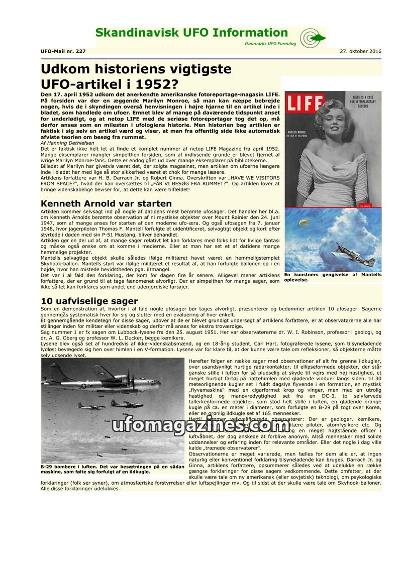 Cover of UFO Mail - No 227 - 2016
