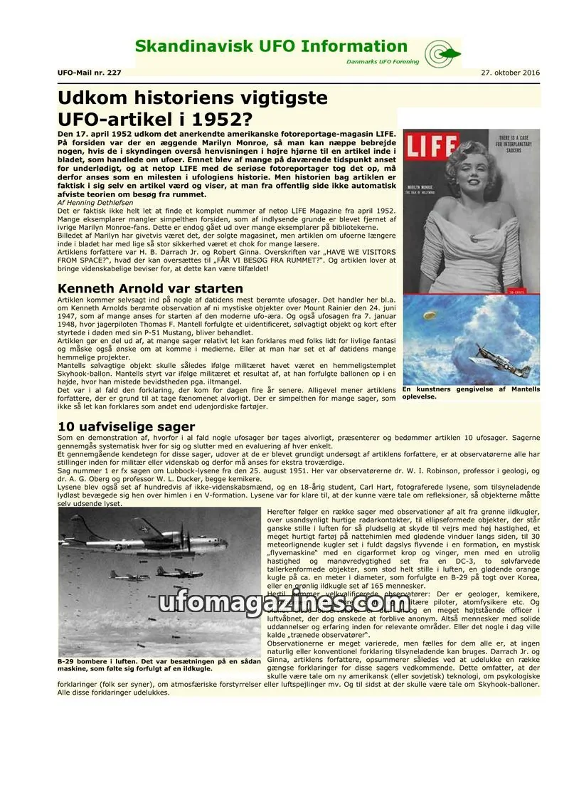 Cover of UFO Mail (SUFOI) issue nr. 227: Skandinavisk UFO Information