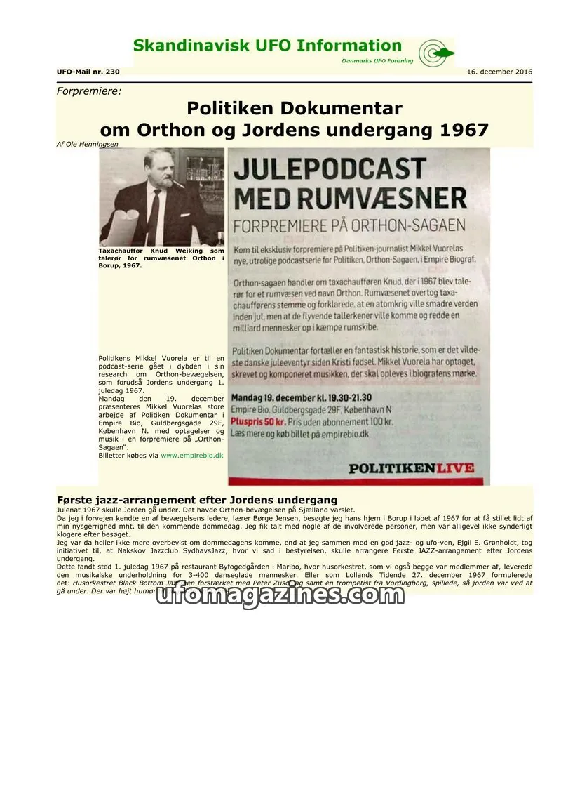Cover of UFO Mail (SUFOI) issue nr. 230: Skandinavisk UFO Information