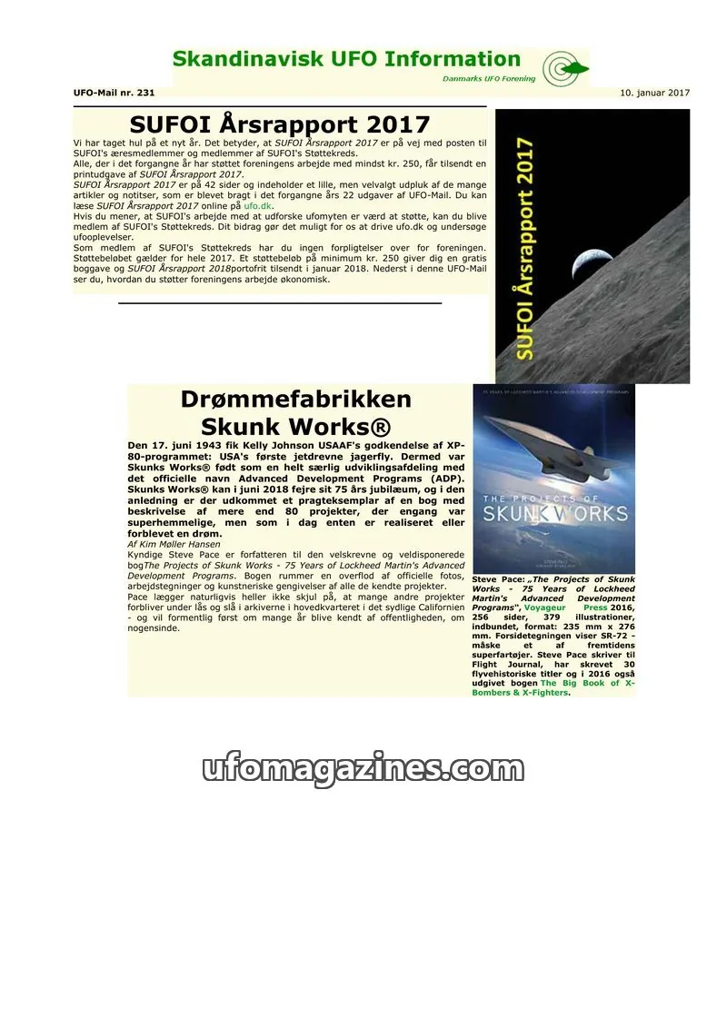 Cover of UFO Mail (SUFOI) issue 231: Skandinavisk UFO Information