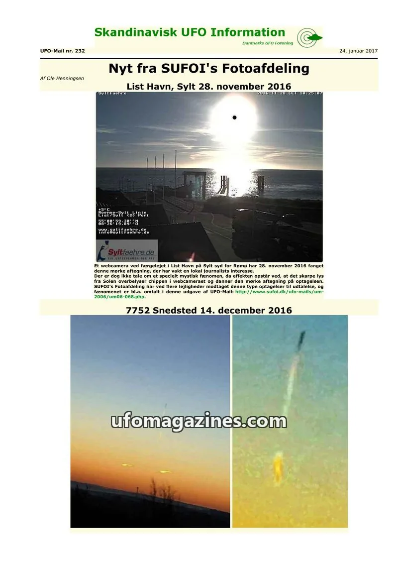 Cover of UFO Mail (SUFOI) issue nr. 232: Skandinavisk UFO Information