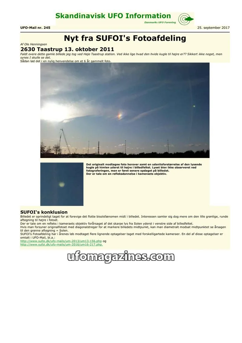 Cover of UFO Mail (SUFOI) issue 245: Skandinavisk UFO Information