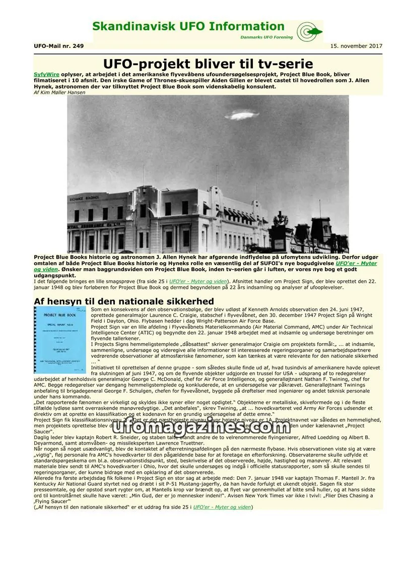 Cover of UFO Mail (SUFOI) issue 249: Skandinavisk UFO Information