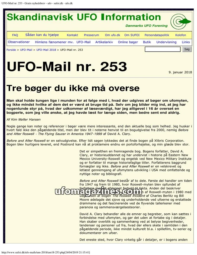 Cover of UFO Mail (SUFOI) issue nr. 253: UFO-Mail