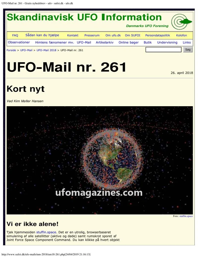 Cover of UFO Mail (SUFOI) issue nr. 261: Skandinavisk UFO Information
