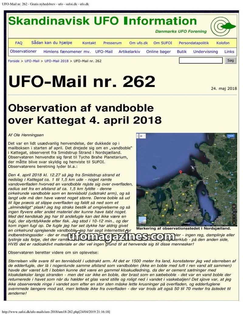 Cover of UFO Mail (SUFOI) issue nr. 262: UFO-Mail