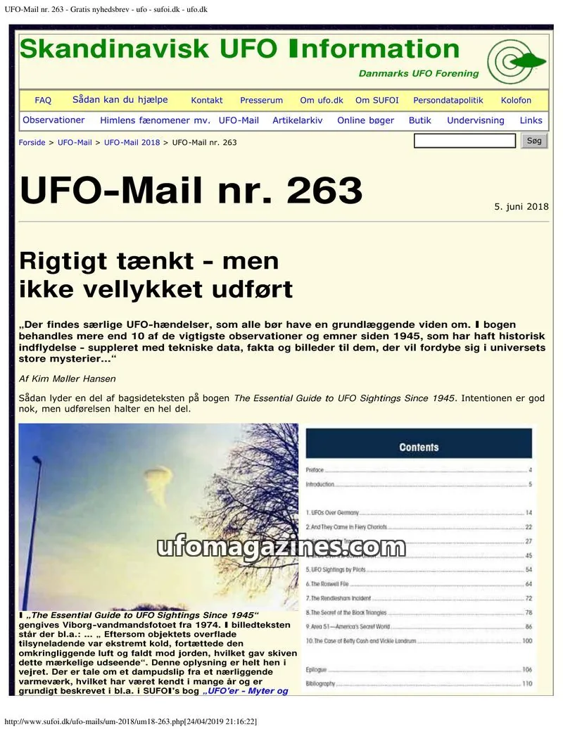 Cover of UFO Mail (SUFOI) issue nr. 263: UFO-Mail