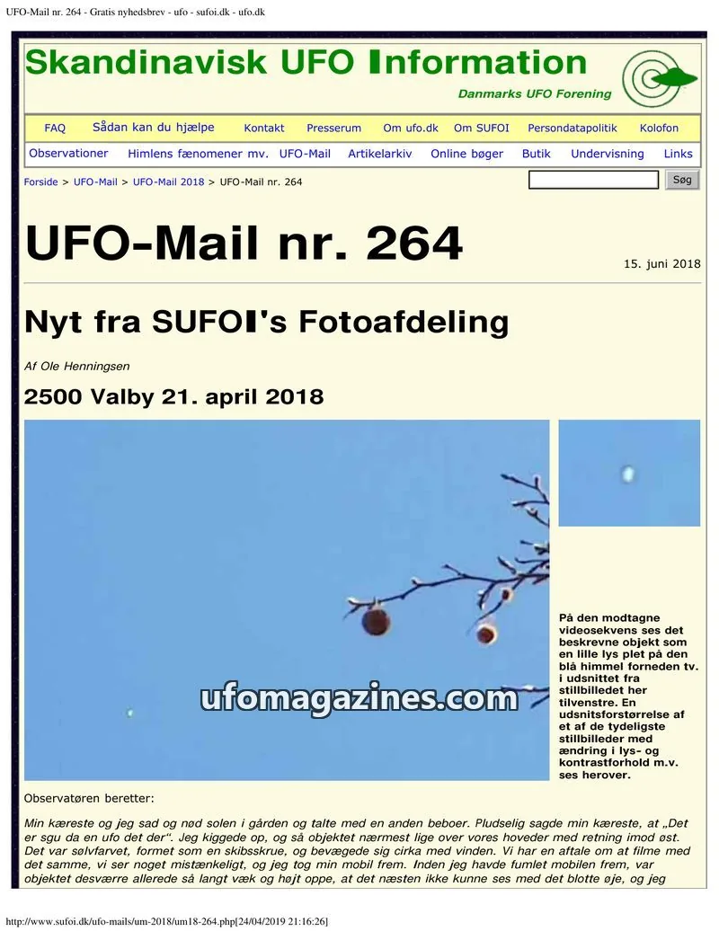 Cover of UFO Mail (SUFOI) issue nr. 264: UFO-Mail