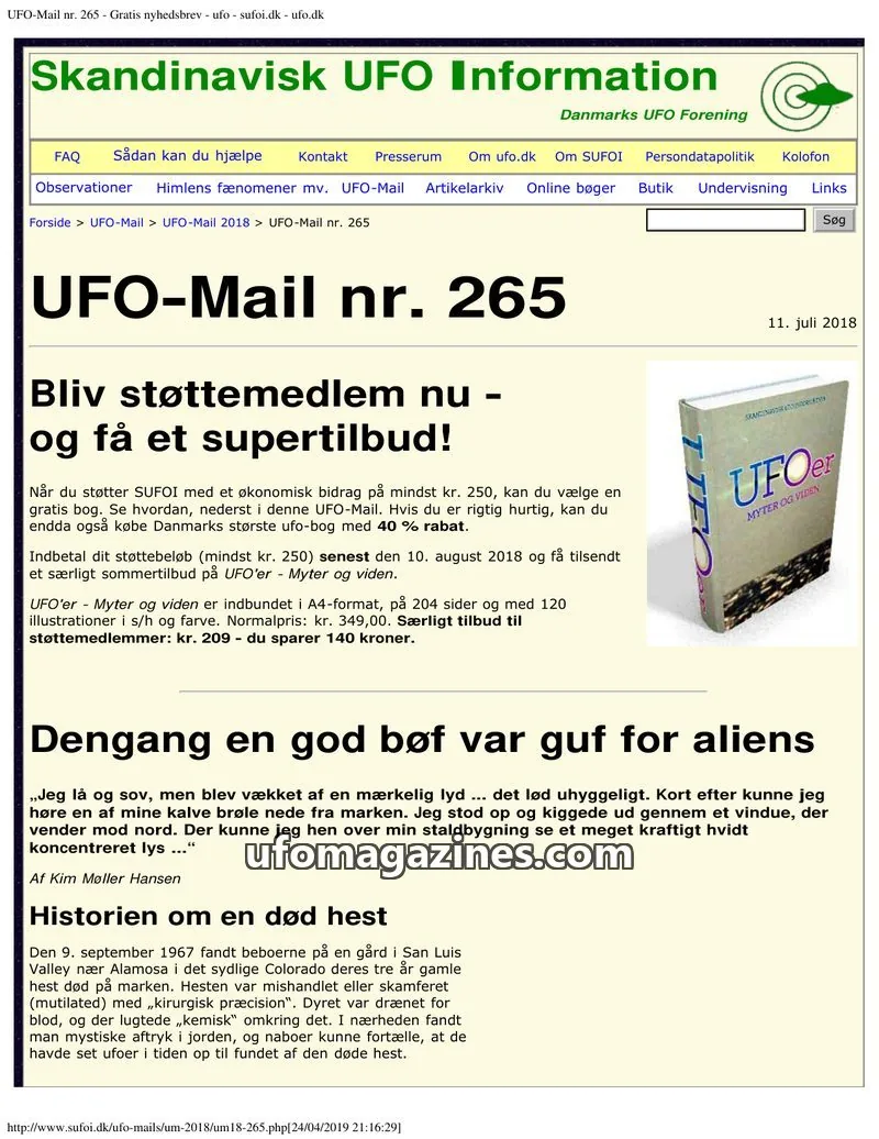 Cover of UFO Mail (SUFOI) issue 265: UFO-Mail