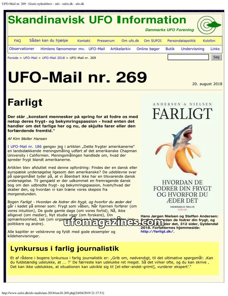 Cover of UFO Mail (SUFOI) issue 269: Skandinavisk UFO Information