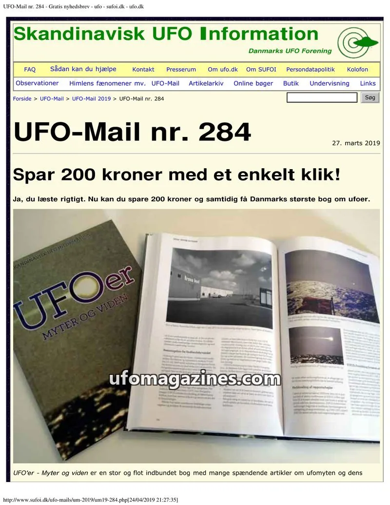 Cover of UFO Mail (SUFOI) issue nr. 284: Skandinavisk UFO Information