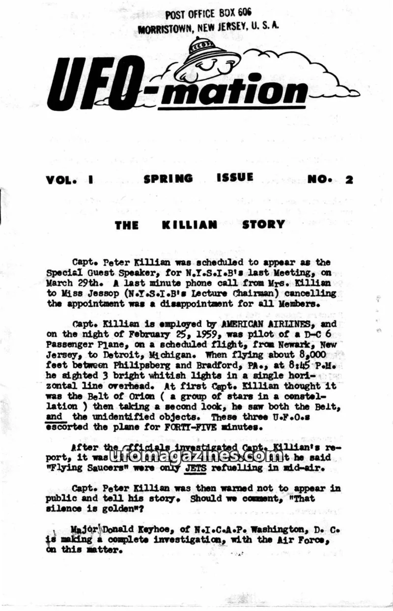 Cover of THE NEW YORK SAUCER INFORMATION BUREAU issue 2: UFO-mation
