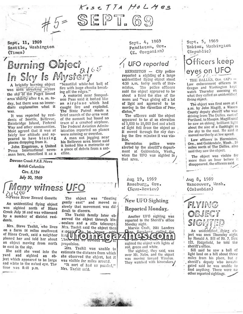 Cover of UFO Newsclipping Service issue July 29, 1969: The Kingston Whig-Standard