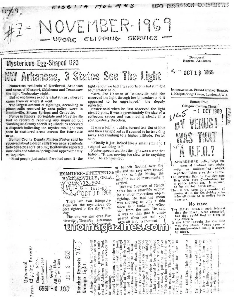 Cover of UPORC Clipping Service issue #7: UFO Research Committee