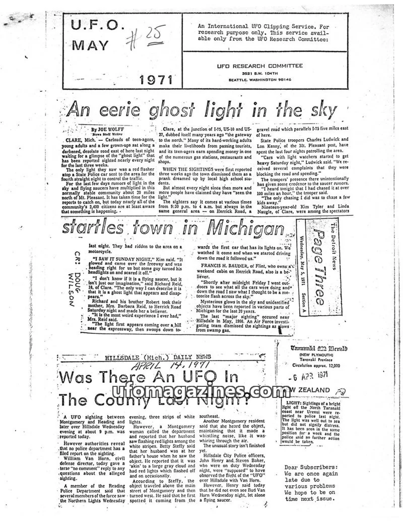 Cover of UFO Research Committee issue 25: U.F.O. MAY