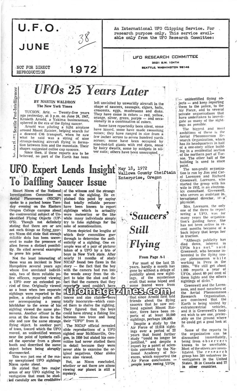 Cover of UFO RESEARCH COMMITTEE issue 38: U.F.O.