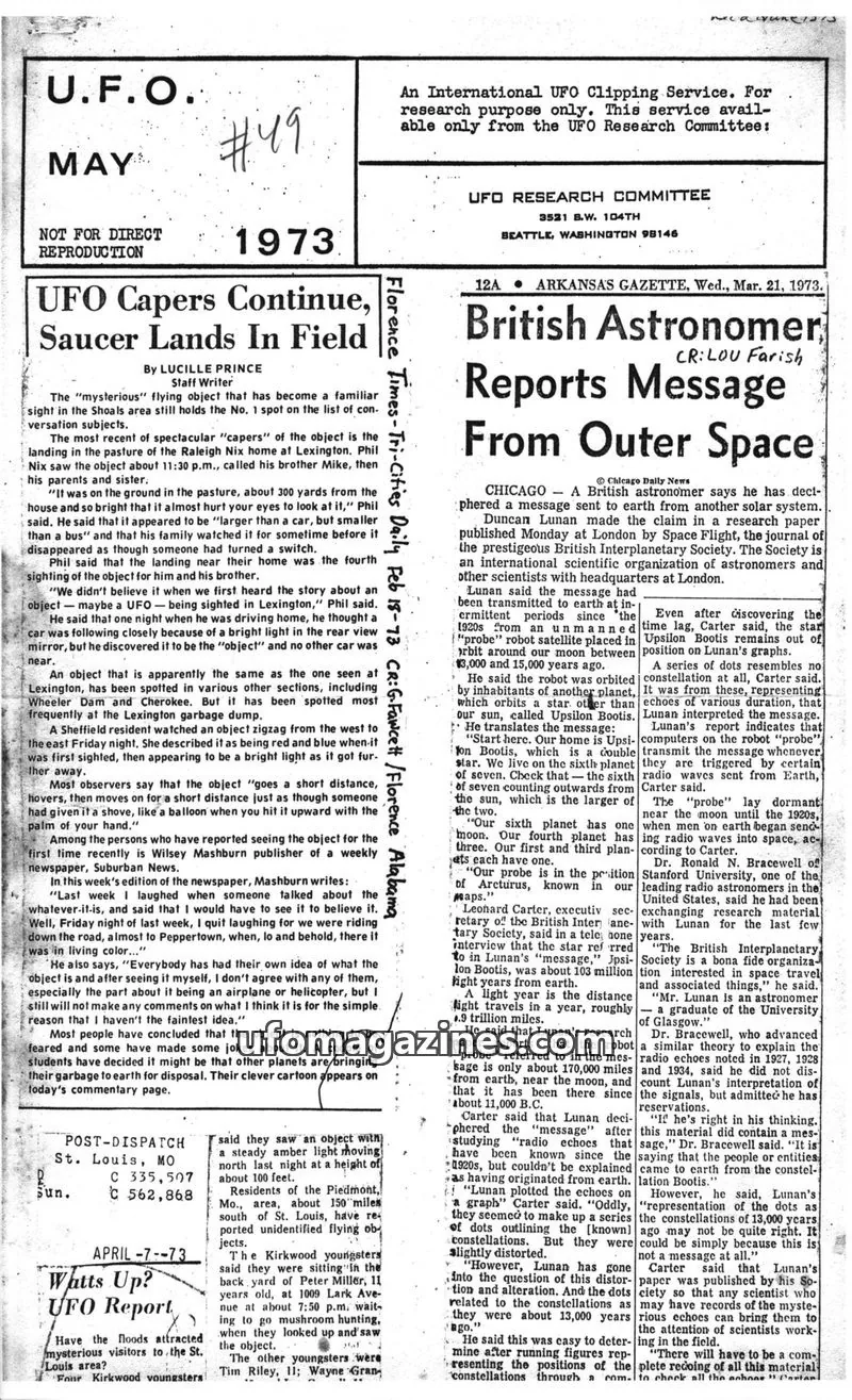 Cover of UFO Research Committee issue #49: U.F.O. MAGAZINE