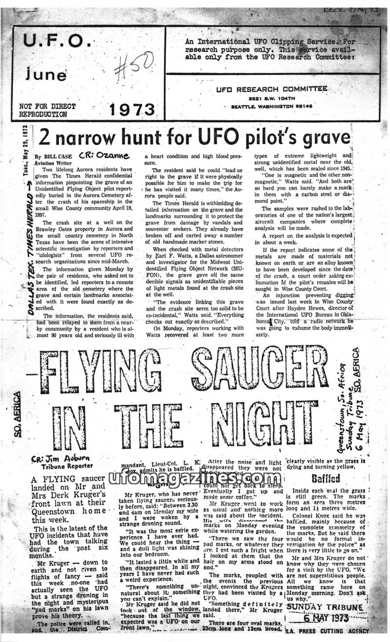 Cover of UFO Newsclipping Service issue June: U.F.O.