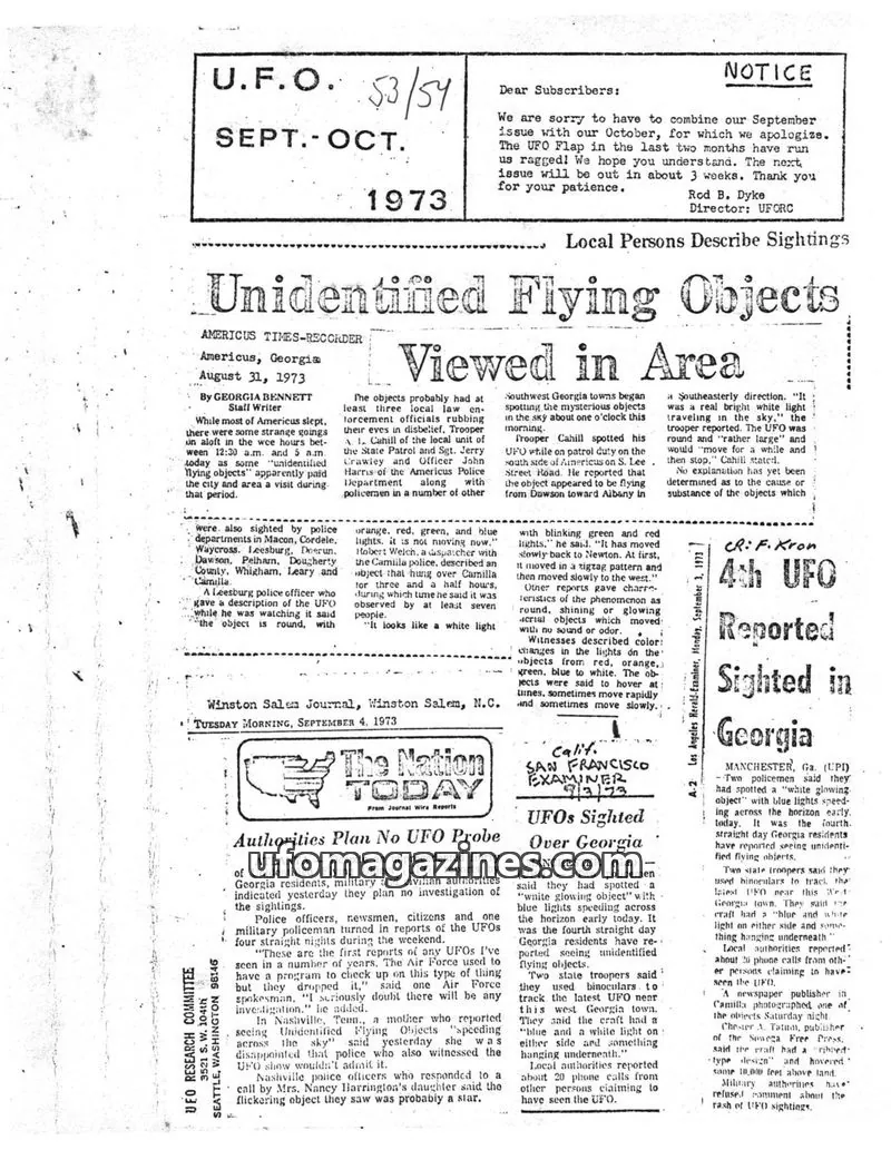 Cover of UFORC issue 53/54: U.F.O.
