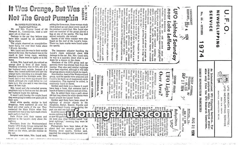 Cover of UFO RESEARCH COMMITTEE issue 66: U.F.O. NEWSCLIPPING SERVICE