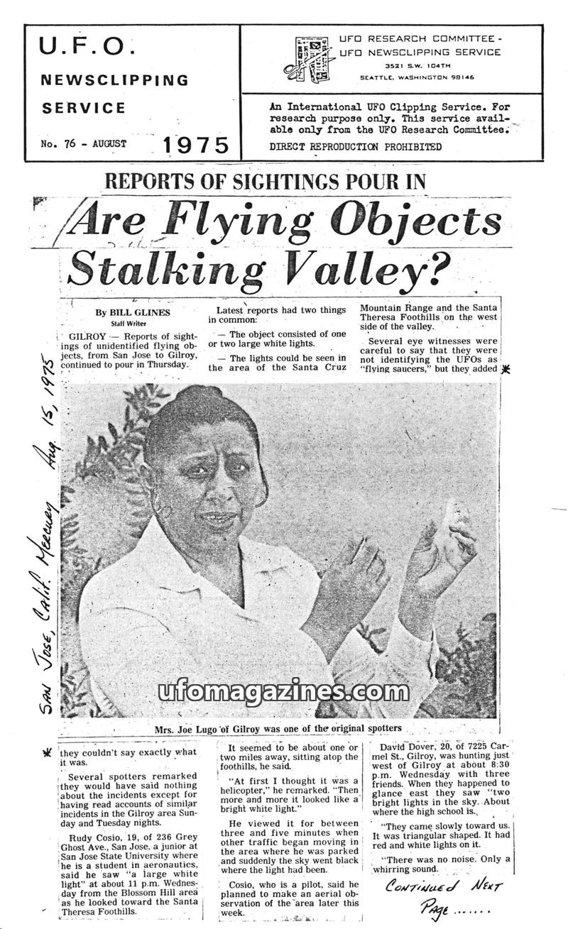 Cover of UFO RESEARCH COMMITTEE - UFO NEWSCLIPPING SERVICE issue No. 76: U.F.O. NEWSCLIPPING SERVICE
