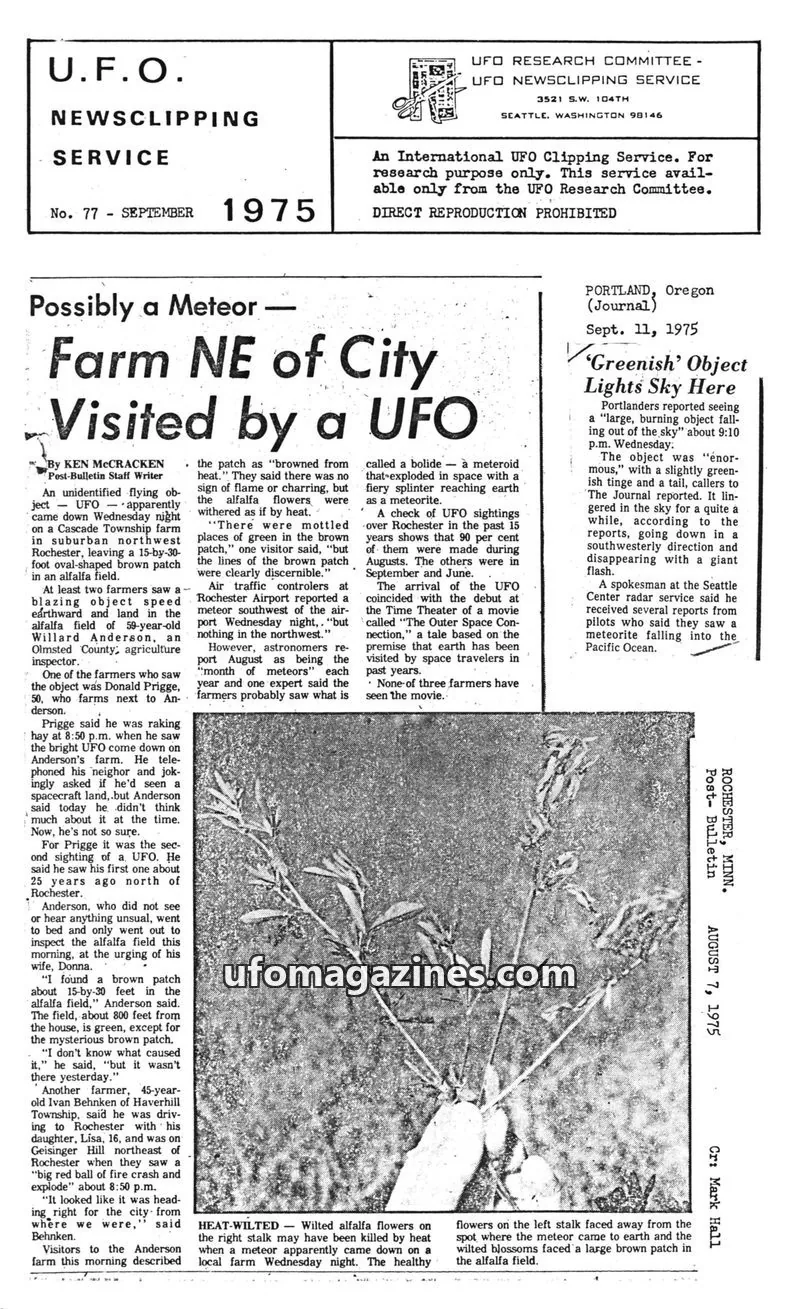 Cover of UFO Newsclipping Service issue July 25, 1975: AUSTRALIA