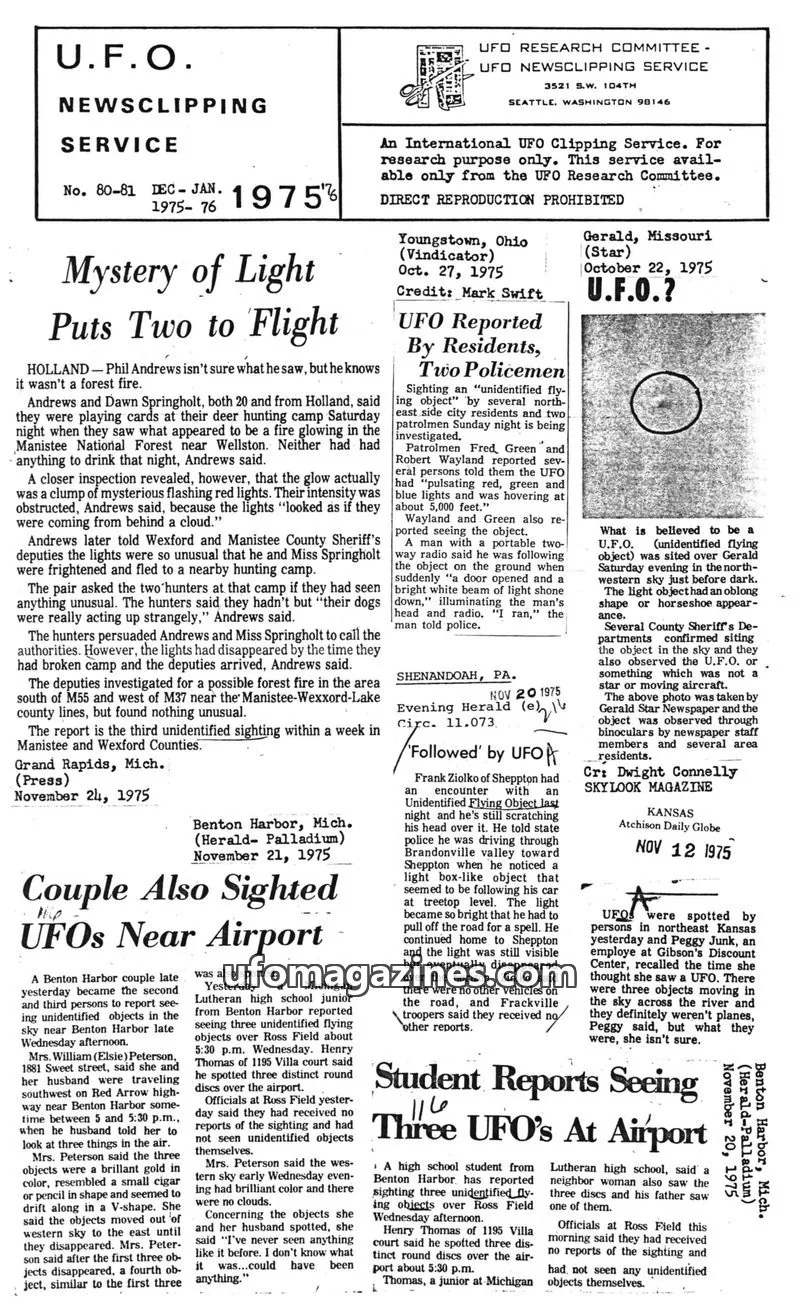 Cover of UFO RESEARCH COMMITTEE - UFO NEWSCLIPPING SERVICE issue No. 80-81: U.F.O. NEWSCLIPPING SERVICE
