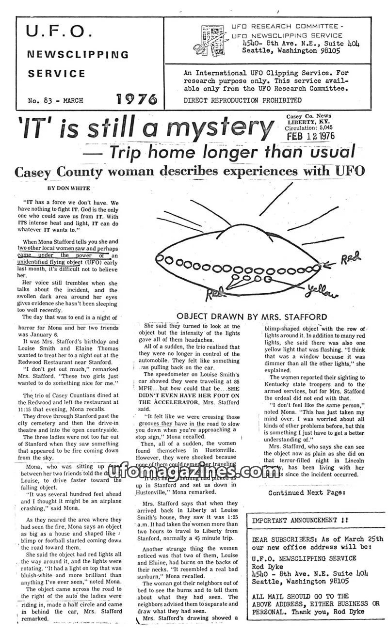 Cover of UFO RESEARCH COMMITTEE - UFO NEWSCLIPPING SERVICE issue 83: U.F.O. NEWSCLIPPING SERVICE