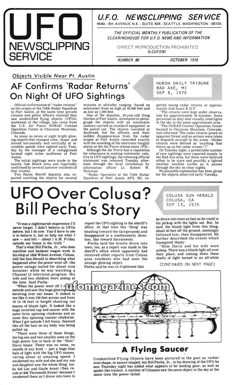 Cover of UFO Newsclipping Service issue 90: U.F.O. NEWSCLIPPING SERVICE