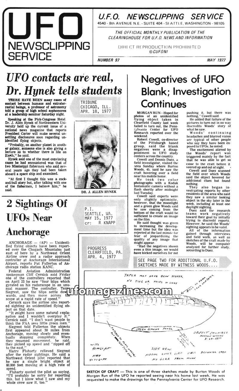 Cover of U.F.O. NEWSCLIPPING SERVICE issue NUMBER 97: UFO NEWSCLIPPING SERVICE