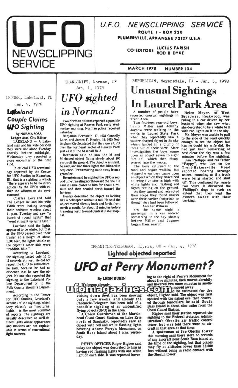 Cover of U.F.O. NEWSCLIPPING SERVICE issue 104: U.F.O. NEWSCLIPPING SERVICE