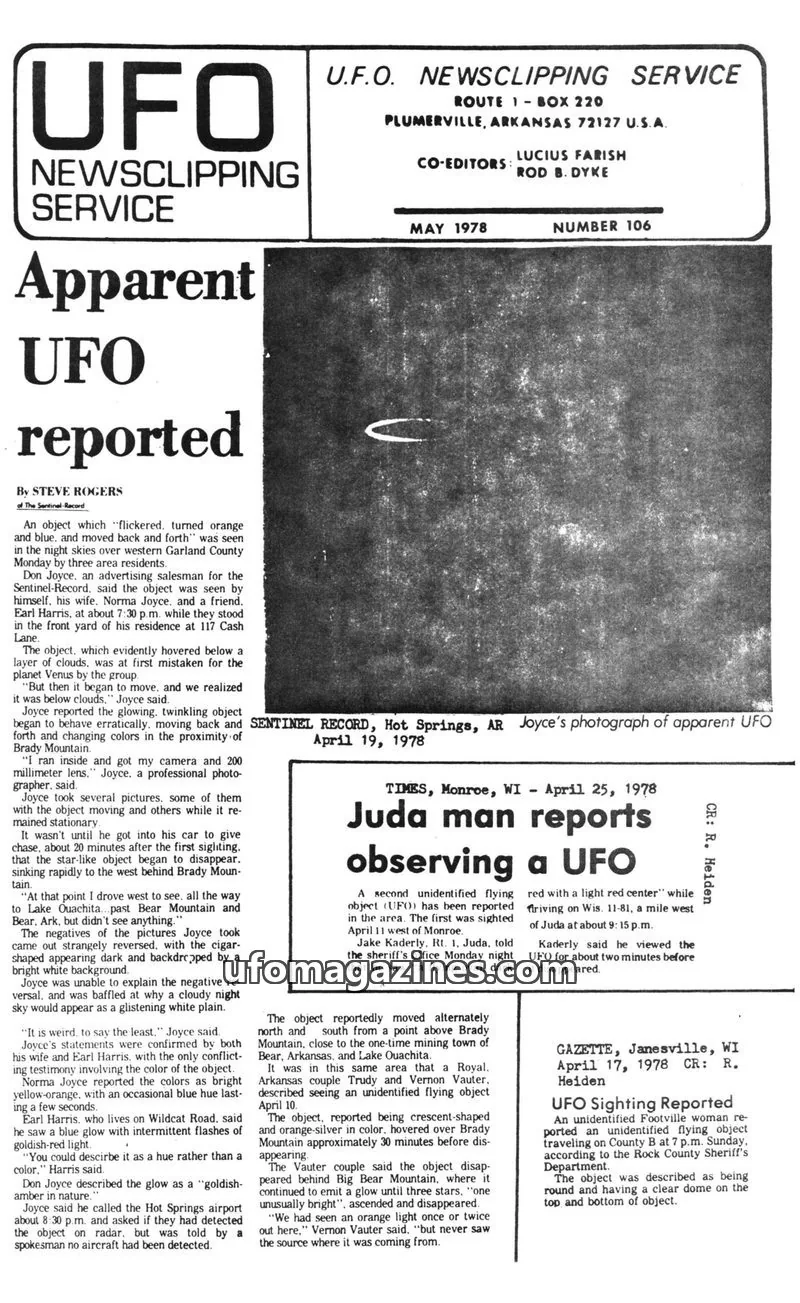 Cover of U.F.O. NEWS CLIPPING SERVICE issue 106: UFO NEWSCLIPPING SERVICE