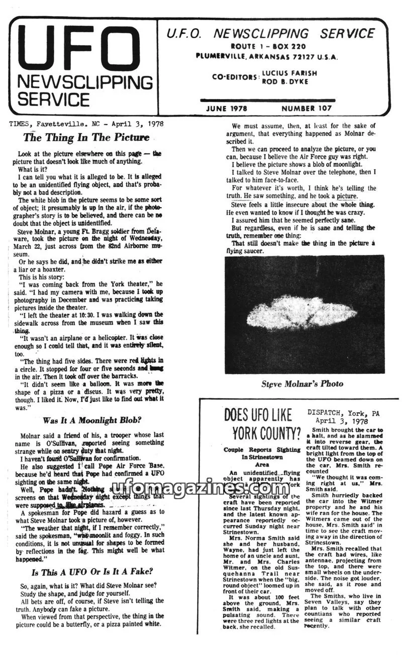 Cover of U.F.O. NEWSCLIPPING SERVICE issue 107: U.F.O. NEWSCLIPPING SERVICE
