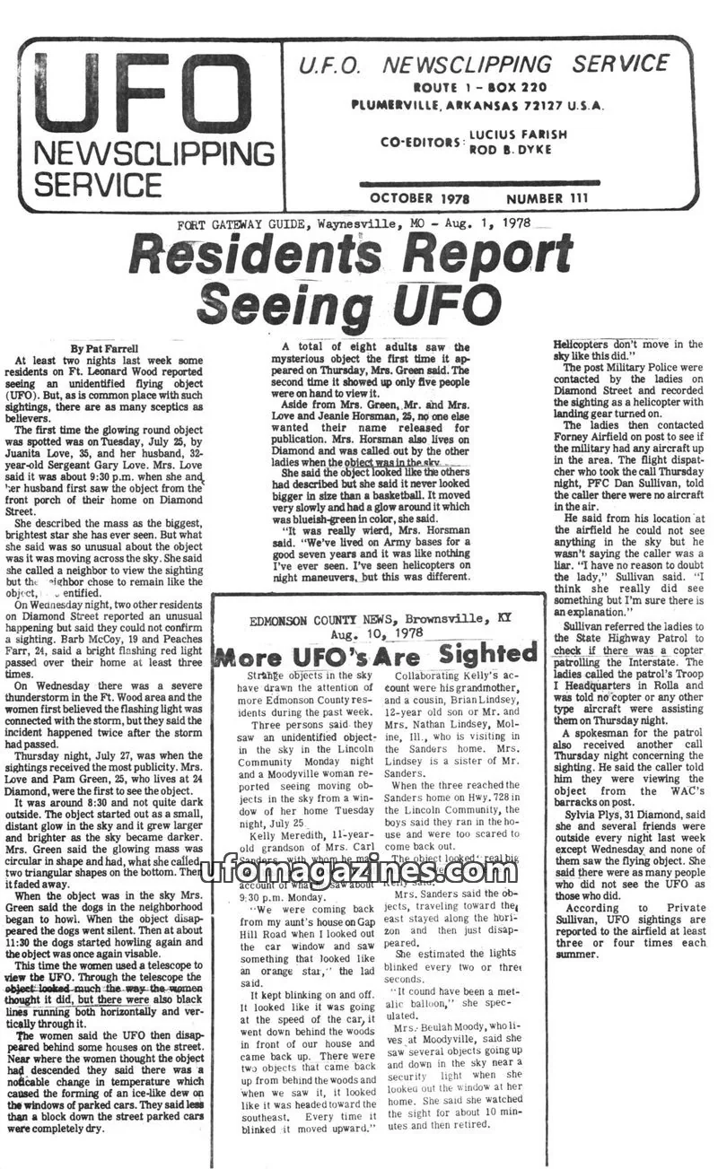 Cover of U.F.O. NEWS CLIPPING SERVICE issue 111: UFO NEWSCLIPPING SERVICE