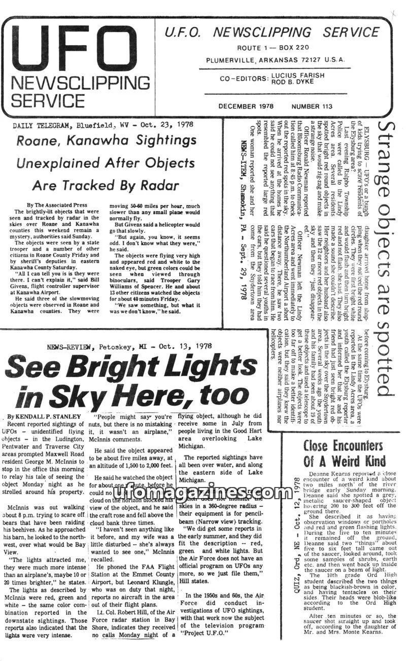 Cover of U.F.O. NEWSCLIPPING SERVICE issue 113: UFO NEWSCLIPPING SERVICE
