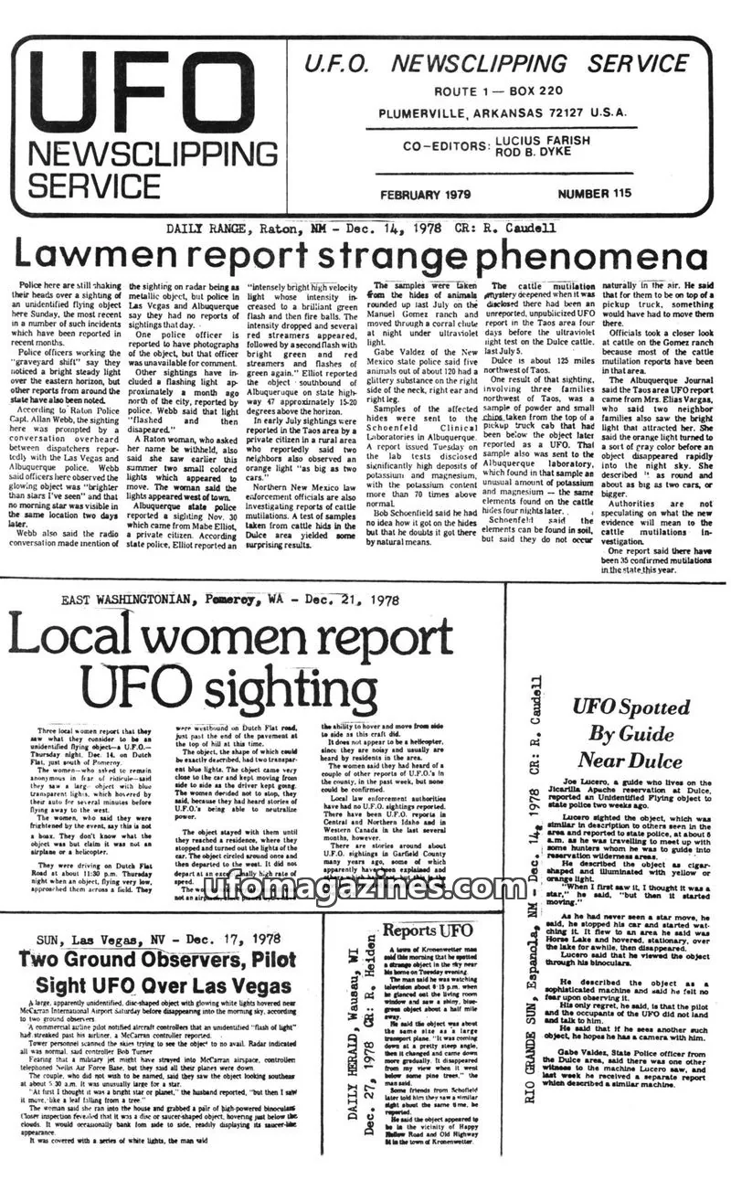 Cover of UFO Newsclipping Service issue December 1978 - January 1979: FOREIGN NEWS