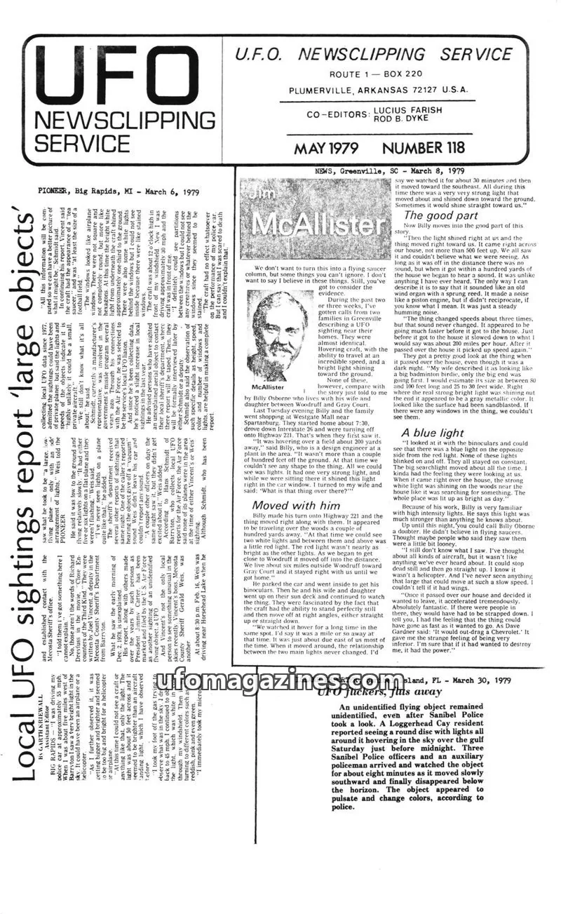 Cover of U.F.O. NEWSCLIPPING SERVICE issue Number 118: U.F.O. NEWSCLIPPING SERVICE