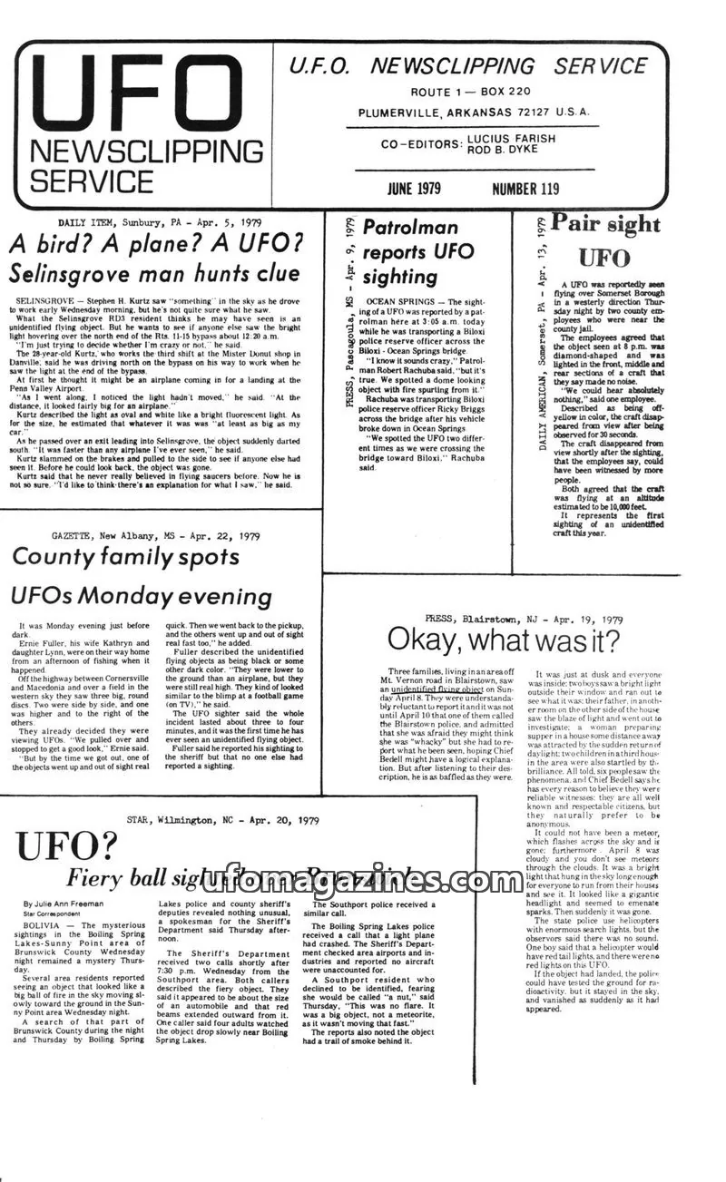 Cover of U.F.O. NEWSCLIPPING SERVICE issue NUMBER 119: U.F.O. NEWSCLIPPING SERVICE