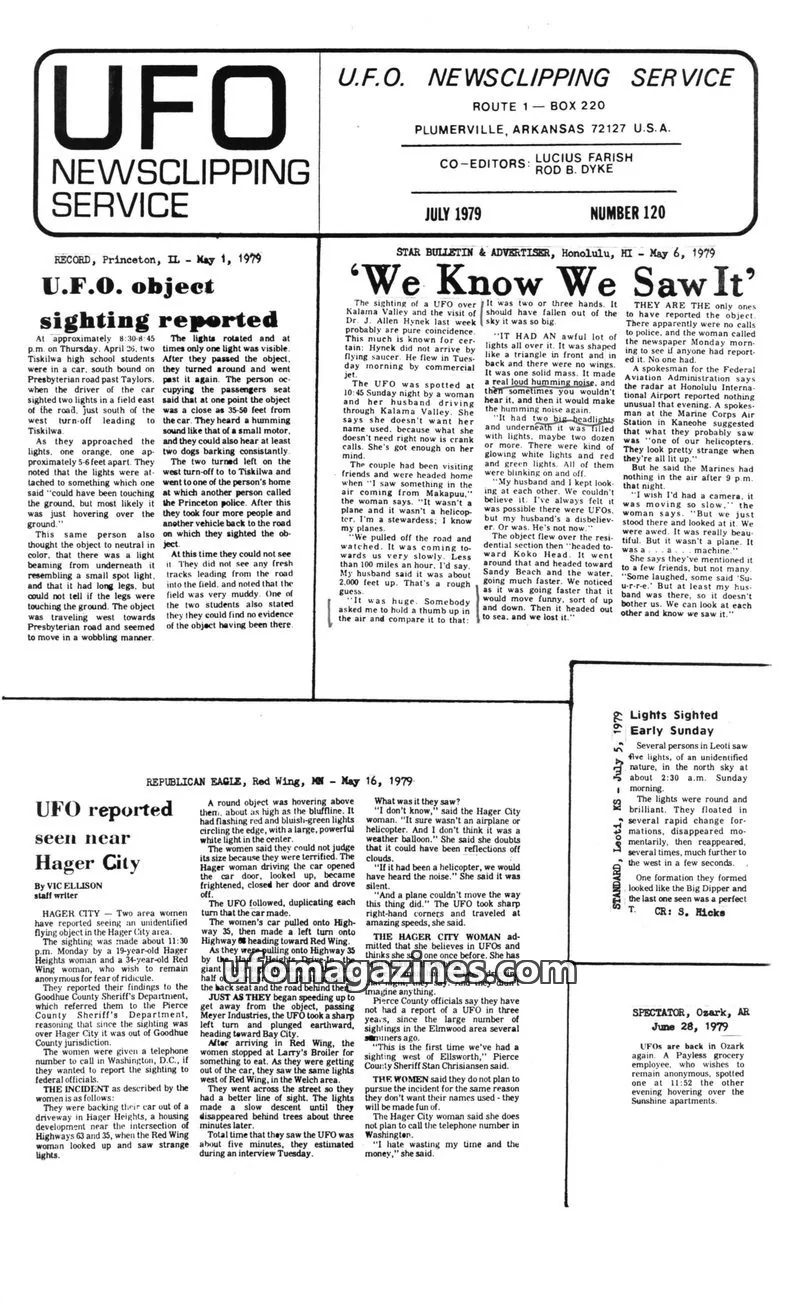 Cover of U.F.O. NEWSCLIPPING SERVICE issue 120: U.F.O. NEWSCLIPPING SERVICE
