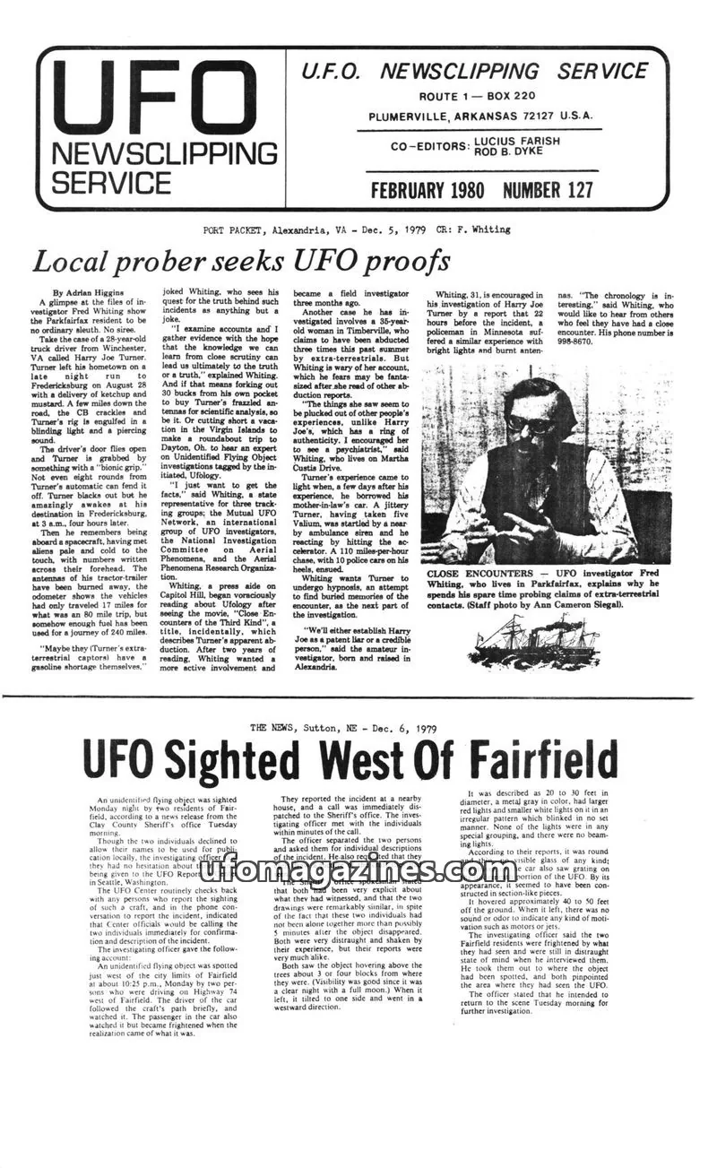 Cover of UFO Newsclipping Service issue Dec. 6, 1979: NEWS
