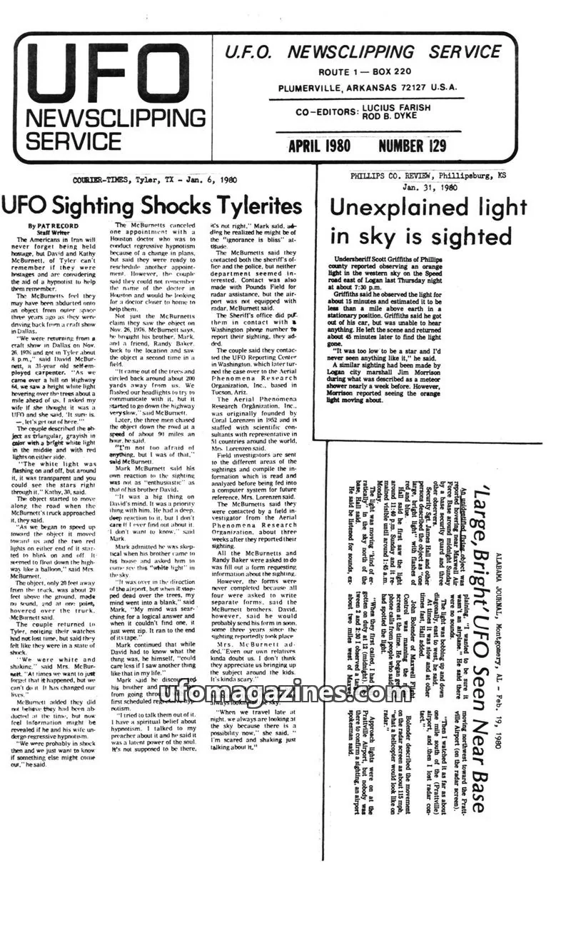 Cover of U.F.O. NEWSCLIPPING SERVICE issue 129: UFO NEWSCLIPPING SERVICE
