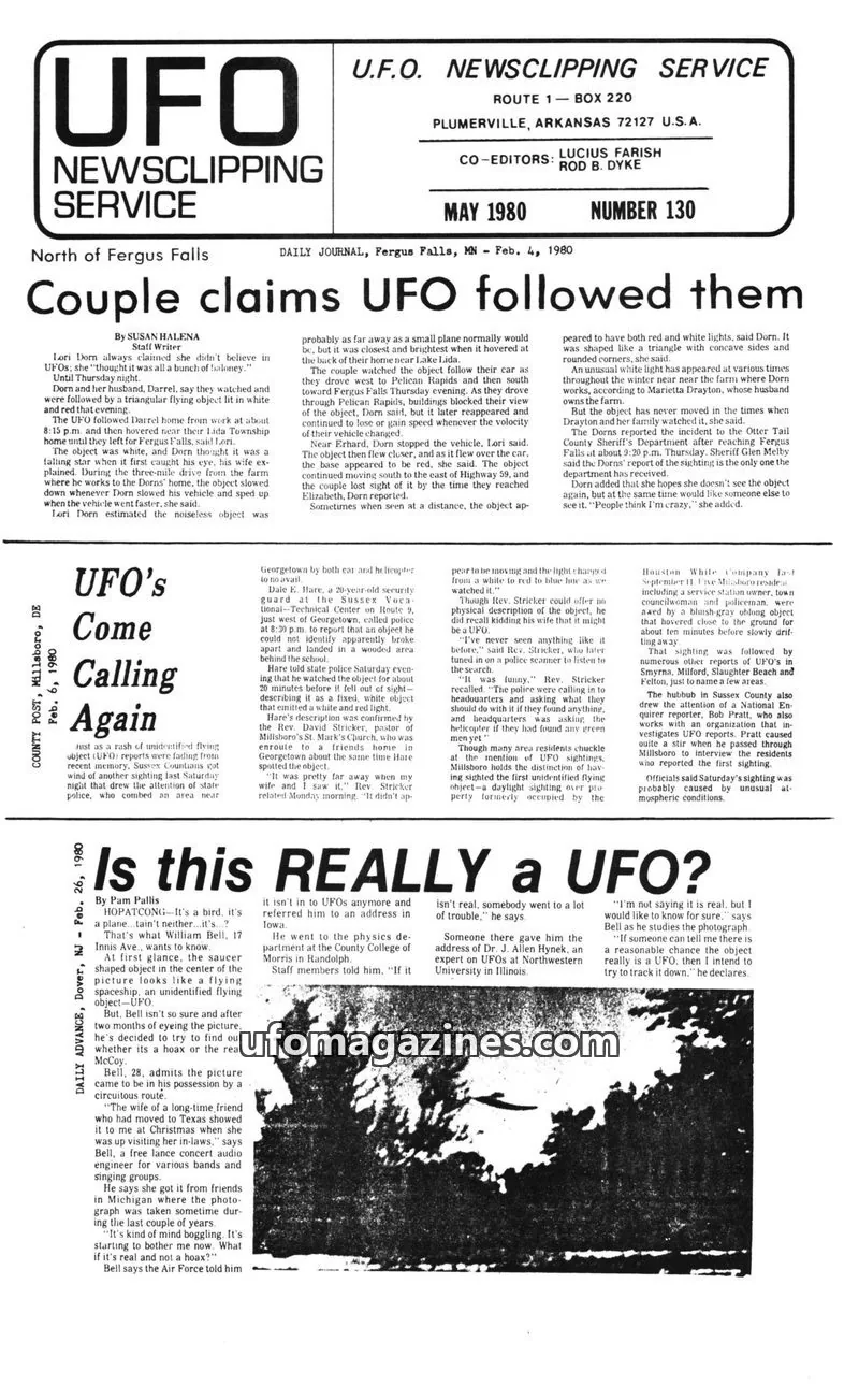 Cover of U.F.O. NEWSCLIPPING SERVICE issue NUMBER 130: U.F.O. NEWSCLIPPING SERVICE