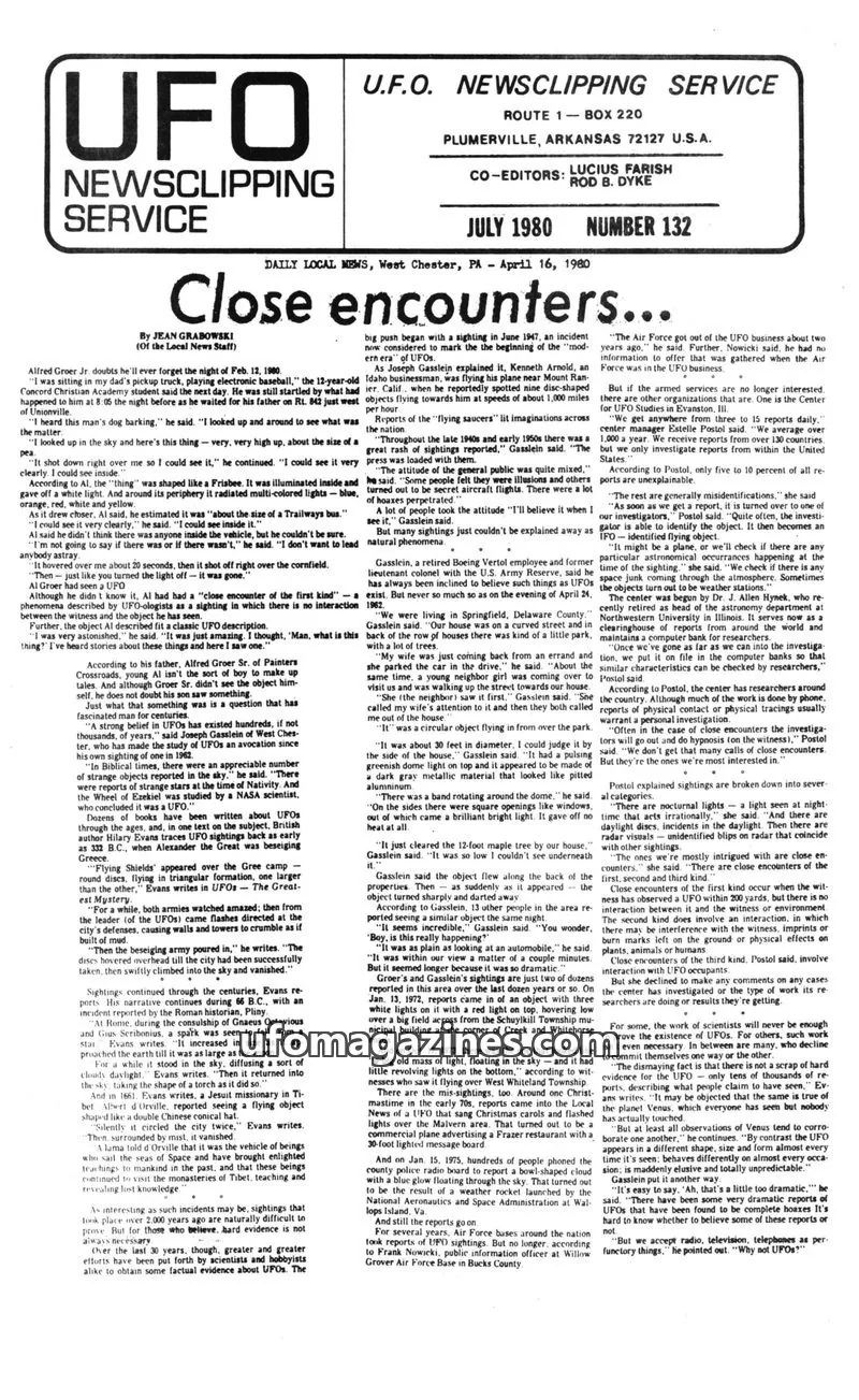 Cover of U.F.O. NEWSCLIPPING SERVICE issue 132: U.F.O. NEWSCLIPPING SERVICE