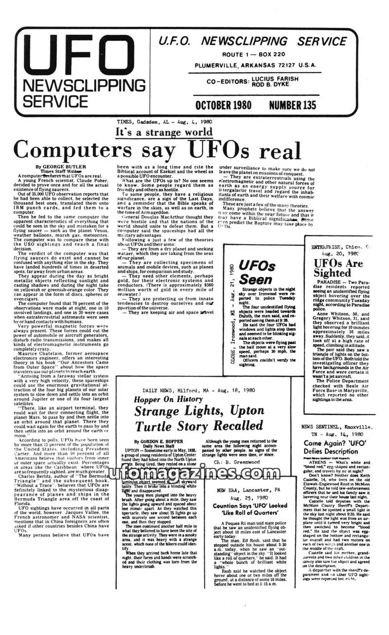 Cover of U.F.O. NEWSCLIPPING SERVICE issue 135: UFO NEWSCLIPPING SERVICE