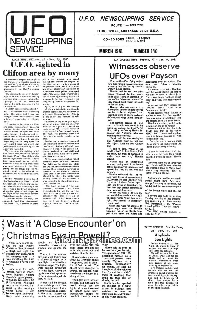 Cover of U.F.O. NEWSCLIPPING SERVICE issue 140: U.F.O. NEWSCLIPPING SERVICE